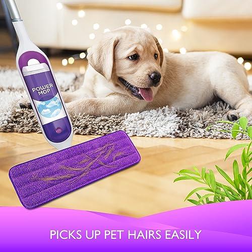 Reusable Power Mop Refills Pads Compatible with Swiffer PowerMop Mop - Microfiber Power Mop Pads Refill for 13 ''-15 '' Spray Mop- Washable Pads for Multi-Surface Floor Cleaning, 4 Pack - color: 4 Pack (Purple)