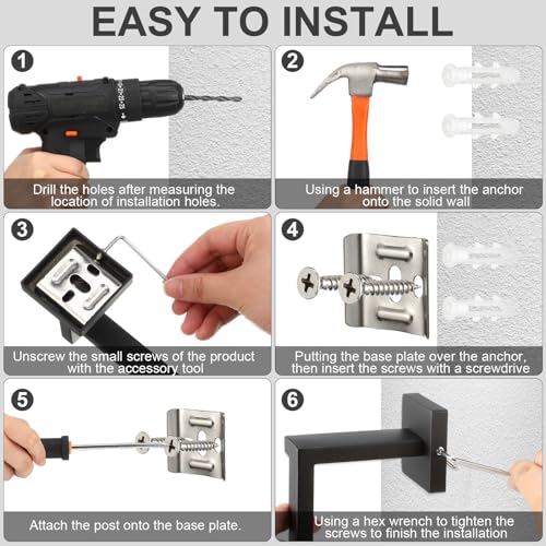Gisafai 10 Pcs Black Bathroom Hardware Accessories Set 23.6 Inch Bath Towel Bar Kit Stainless Steel Bathroom Hardware Set Towel Racks Ring Robe Hooks Paper Holder for Wall Mounted - color: Black
