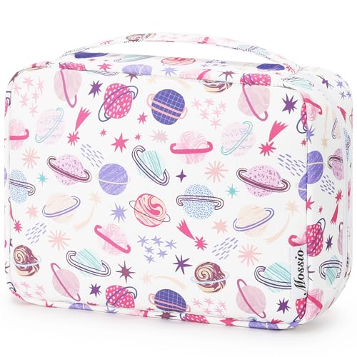 Mossio Hanging Toiletry Bag with Sturdy Hook - Large Portable Cosmetic Makeup Travel Organizer for Men & Women - color: Colorful Planet