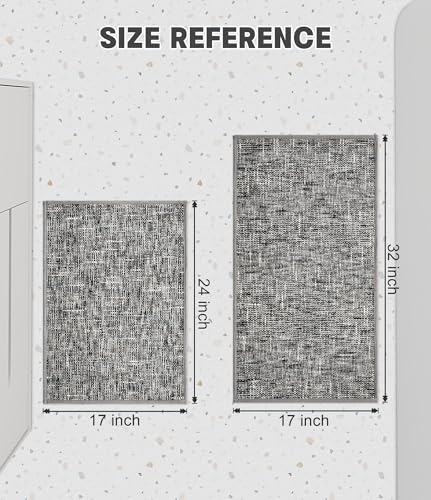 YIHOUSE Bathroom Rugs Sets 2 Pieces, Ultra Thin Non Slip Washable Bath Mat Sets, Absorbent Quick Dry Bath Mats for Bathroom Floor, Grey - color: Grey, size: 2 pieces