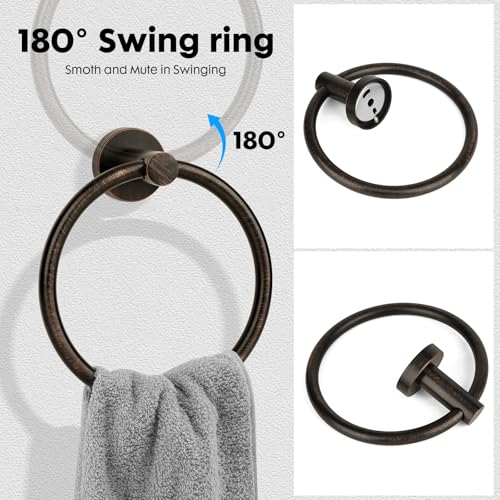 Oil Rubbed Bronze Toilet Paper Holder, Stainless Steel Towel Ring, Double Post Pivoting Toilet Paper Holder and Hand Towel Holder for Bathroom, Bathroom Hardware Accessories Set Brushed Bronze - color: Oil Rubbed Bronze