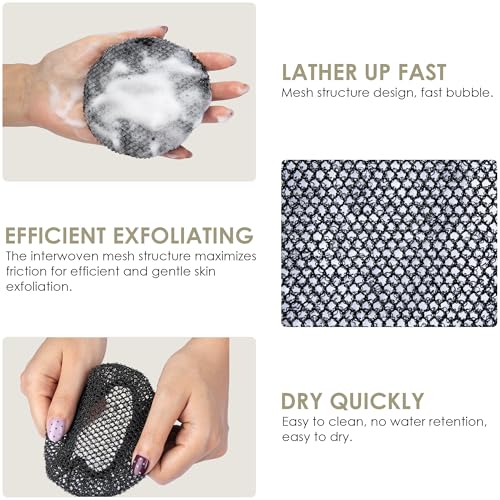 African Net Exfoliating Sponge Case with Silicone Body Brush, Dark Green | 2in1 Quick-Dry Bath Mesh Washcloth Shower Scrubber, Massaging, Cleansing, Skin Smoother, INNERNEED - color: Darkgreen