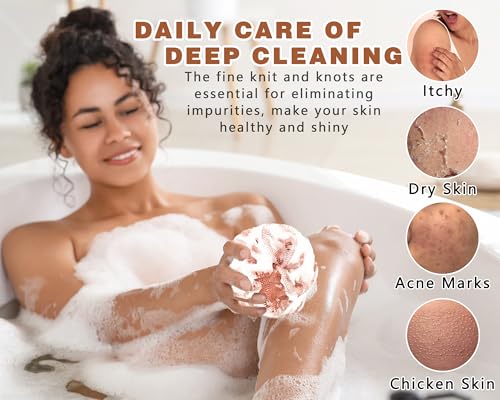 2 Pack African Net Sponge Exfoliating Body Scrubber Bath Sponge for Daily Use (Blush+Champange) - color: Blush+champange
