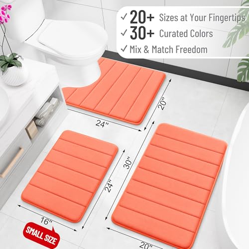 OLANLY Memory Foam Toilet Rugs U Shaped 24x20, Super Soft Absorbent Contour Bath Rugs, Quick Dry, Machine Washable Toilet Mat, Bathmat Floor Carpet, Bathroom Home Decor Accessories, Coral - color: Coral, size: 24" X 20" Contour Rug