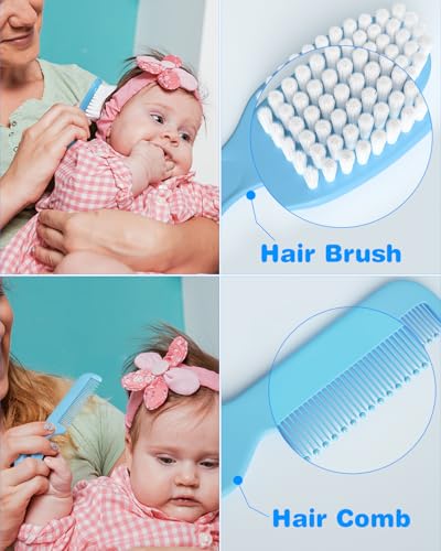 Baby Healthcare and Grooming Kit, 24 in 1 Baby Electric Nail Trimmer Set Newborn Nursery Health Care Set for Newborn Infant Toddlers Baby Boys Girls Kids Haircut Tools (0-3 Years+) (Blue) - color: Blue