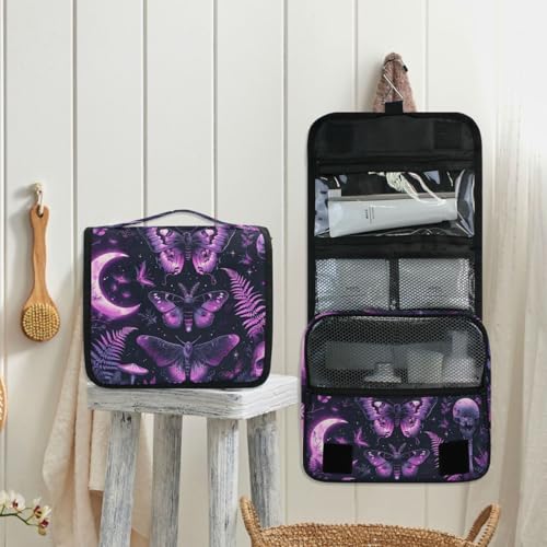 MNSRUU Hanging Toiletry Bag Gothic Skull Butterfly Travel Makeup bag for Toiletries Portable Travel Toiletry Organizer Cosmetic Bags with Hanging Hook - color: Skull I 4090