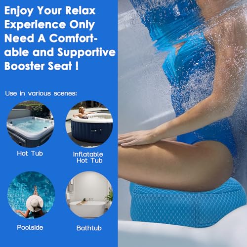 Hot Tub Booster Seat for Adults, 5 Inch Thick Supportive Cushion with Non-Slip Bottom, Weighted for Quick Sink Without Float, Spa Booster Seat for Hot Tub (Including Inflatable), Pool, Bathtub - color: Blue