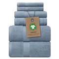 Alusa Home 100% Organic Zero-Twist Cotton Towels - GOTS Certified Luxury Bath Towels - Ultra Soft & Plush 700GSM Long-Staple Cotton - 6 Piece Towel Set (Chambray) - color: Chambray, size: 6pc Towel Set