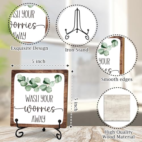 Wash Your Worries Away Sign, Funny Bathroom Laundry Room Sink Shelf Decor, Sage Green Bathroom Guest Bathroom Decoration, Funny Toilet Washroom Accessories and Decor-A06 - color: white