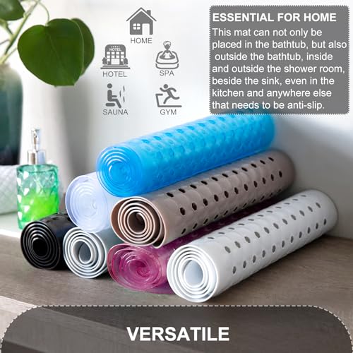 TEESHLY Bath Tub Shower Mat, Non Slip Bathtub Floor Liner Mats with Suction Cups and Drain Holes, Machine Washable Bathmat for Bathroom Floor Safety, 40 x 16 Inch, Sky Blue - color: Sky Blue