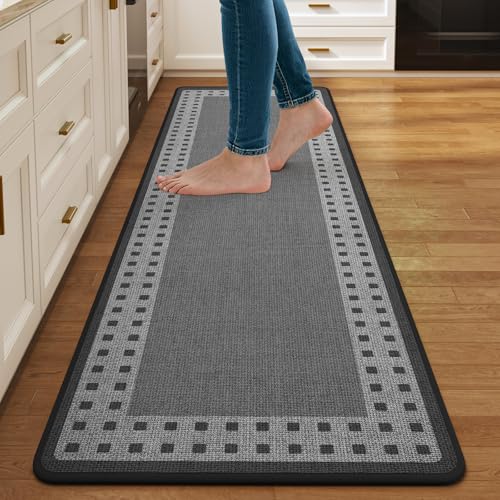 Kitchen Mats for Floor, 17''x59'' Washable Absorbent Kitchen Mat Non Slip, Braided Kitchen Runner Rug, Kitchen Sink Rug, Grey - color: B Graphic Grey, size: 17''x59''