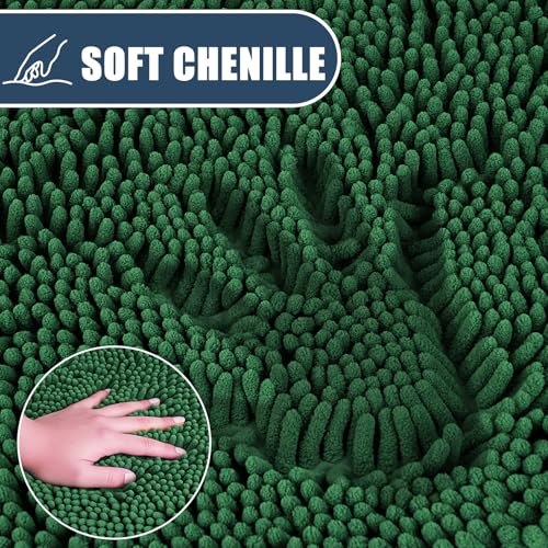 Bathroom Rugs Sets 3 Piece with Adjustable Toilet Seat Cover 19.5"x 18.5" Machine Washable Bath Rug Set with TPR Non Slip Rubber Backing Solid Bath Mat Set for Luxury Bathroom Decoration - color: Green