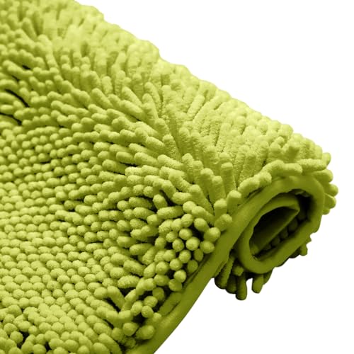 Non-Slip Bath Rug,Extra Soft Microfiber Bedroom Shag Carpet with Anti-Slip Backing,Water/Dust Absorbent Fast Dry Shower Mat,Sound Insulated Stairs Pad,Machine Washable (Lime Green,17 x 27 Inches) - color: Lime Green, size: 17"x27"