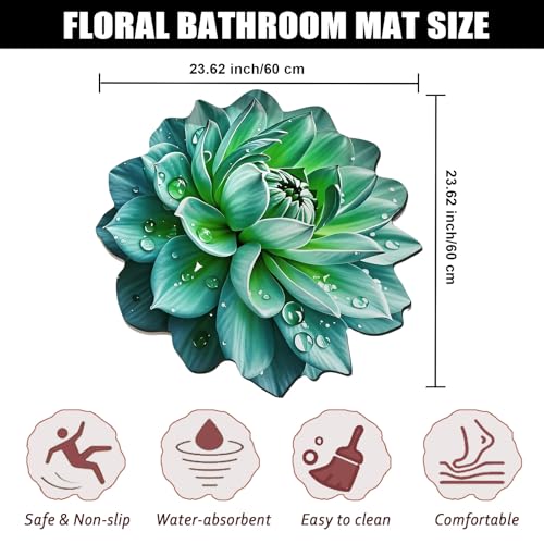 Floral Diatomaceous Earth Floor Mat 3D Flowers Pattern Bath Mat Non-Slip Bath Rug Safe Absorbent Quick Drying Bathmat Suitable for Bathroom Kitchen Entrance (Style 5, 23.62"/60cm) - color: Style 5, size: 1'11" x 1'11" (Flower)