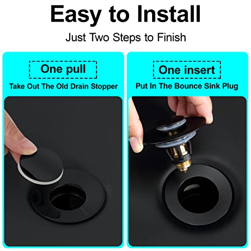 Universal 1.25" Bathroom Sink Stopper - Wash Basin Bounce Drain Filter, Pop Up Drain Stopper, Bullet Core Push Type Sink Stopper, Sink Drain Plug with Anti-Clogging Strainer, Matte Black1 - color: Matte Black, style: Small Cover