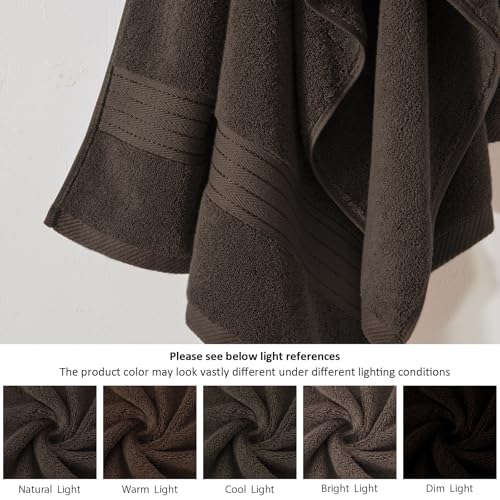 COZYART Brown Bath Towel Set, Cotton Hotel Large Towel Bulk for Bathroom, Thick Bathroom Sets of 6 with 2 Bath Towels, 2 Hand Towels, 2 Washcloths, 650 GSM - color: Brown, size: 6 Piece Towel Set