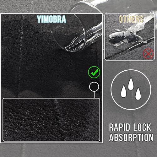 Yimobra Memory Foam Bathroom Rugs Sets 2 Piece - Super Soft Absorbent Quick Dry Bath Mat Set, Machine Washable Non Slip Floor Carpet for Tub Shower & Single Sink (17x24 & 31.5x20 Inch, Black) - color: Black, size: 31.5x20+24x17 Inch