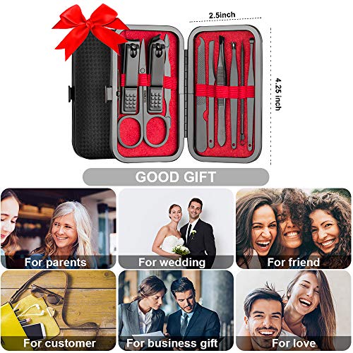 OKOMER Nail Clipper Set - Professional Manicure Set 10 PCS Stainless Steel Nail Kit with Travel Case, Nail Clippers Set Gift for Men Women - size: Small (Pack of 1)