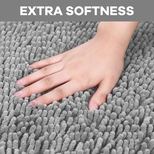 RUN HELIX Toilet Rugs U-Shaped 20x20 Extra Soft Chenille Bath Rugs, PVC Backing Quick Dry, Machine Washable Contour Bathroom Rugs for Toilet Contoured Bath Mats Home Decor Accessories Light Grey - color: Light Grey, size: U20"x20"