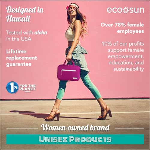 Eco Sun Hanging Travel Toiletry Bag — Designed in Hawaii — Water-resistant Travel Organizer for Bathroom Accessories (Magenta) - color: Magenta