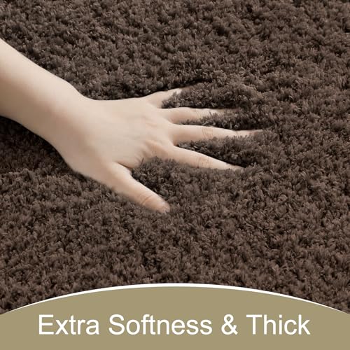 AROGAN Luxury Long Bathroom Runner Rug, 24x17 Inch Thick Soft and Absorbent Non Slip Bath Mat, Rubber Backing Quick Dry Rugs Carpets, Machine Washable Plush Mats for Shower Floor, Deep Brown - color: Deep Brown, size: 1'5" X 2' (24" X 17")