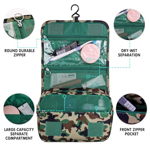 Kids Hanging Toiletry Bag for Boys, Travel Toiletry Bag for Little Young Boys Waterproof Wash Bag Toddler Traveling Toiletries, Dinosaur Camo - color: Dinosaur-Camo