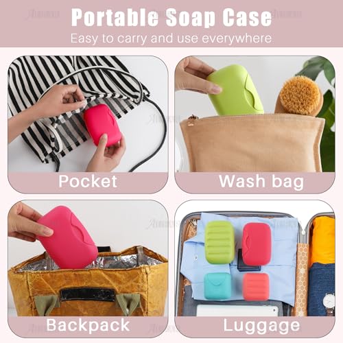 AUEAR, 4 Pack Candy Color Portable Soap Box Holder Plastic Case Travel Dish Container with Lid for Home Bathroom Hiking Outdoor (2 Small & 2 Large) - color: 2.8" & 4.7", size: 4 Pack