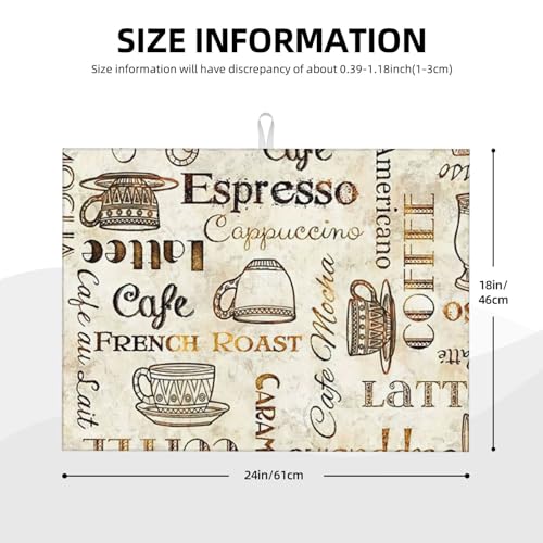 2Pcs Dish Drying Mats Faucet Mats Sets Large Size Coffee Mats Sink Faucet Mat Splash Guard for Kitchen Counter Bathroom Sink Coffee Bar Kitchen Decor (Retro Coffee, 18"x24" 15" x 5.5"Set) - color: Retro Coffee