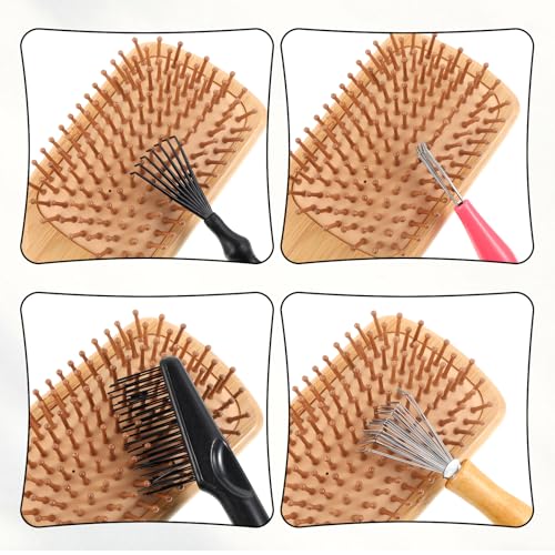 Comb and Brush Cleaner Tool Set, 5-Piece Comb Cleaner Set - Hair Brush Cleaner Rake, Comb Cleaning Brush, Maintenance Hair Comb for Home and Salon Use Removing Hair Dust - color: Black
