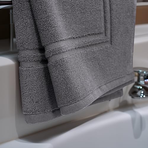 Tens Towels Pack of 2 Bath Mats 100% Cotton, 20 x 32 Inches, Super Absorbent, Hotel Quality Premium Floor Towels, Luxurious, Soft & Quick Dry, Not a Bathroom Rug, Dark Grey - color: Dark Grey