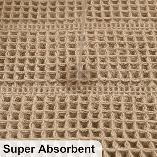 JIUZHEN Set of 2 Waffle Bath Mat Super Absorbent Bath Mats Machine Washable Waffle Rugs for Bathroom Floor Non Slip Dry Fast Bathroom Rugs for Beside Tub, 16" x 24" +20" x 32", Strip-Brown - color: Strip-brown, size: 16"x24" + 20"x32"