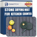 Stone Drying Mat for Kitchen Counter – Super Absorbent Stone Dish Drying Mat, Foldable & Quick Dry, Diatomaceous Earth Mat for Dish & Bottle, Ideal for Kitchen - 23.6" x 15.4", Dark Grey