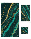 Marble Emerald Green Bathroom Towel Set,Microfiber Bath Kitchen Beach Hand Dish Towels Set,Modern Abstract Gold Art Quick Dry Luxury Soft Decorative Towels+Set Clearance Prime Bulk Accessories Decor