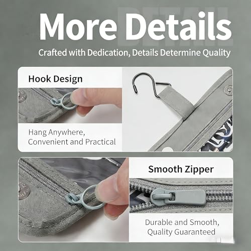 Small Hanging Toiletry Travel Kit, Portable Hanging Organizer Toiletry Bag, Sage gray-green Bathroom Bag For Traveling,Foldable Cosmetic Bag,Makeup Accessories