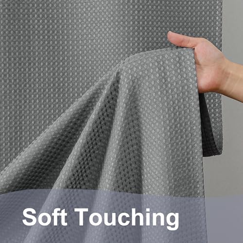 OWENIE Grey Shower Curtain, Waffle Weave Heavy Fabric Shower Curtain for Bathroom, Waterproof Thick 420G/M Textured Soft Elegant Luxury Hotel Spa Bath Curtains, Machine Washable, Grey, 72W x 72L - color: Grey, size: 72"W x 72"L (Pack of 1)