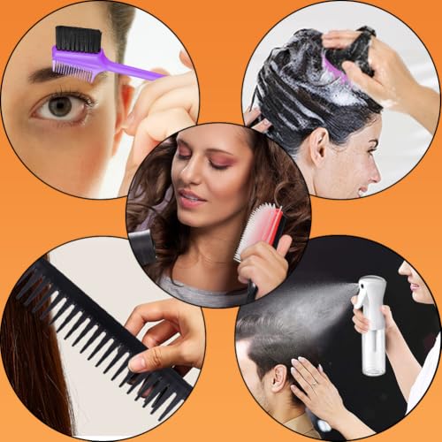 10Pcs Natural Hair Detangling Brush Set with Sleep Bonnet for Curly, Afro, African Black 3a to 4c Hair - Faster Detangling on Wash Days - color: Purple-10 piece set