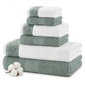 Modern Threads 600 GSM 6-Piece Towel Set with Filgree Jacquard Border Sage - color: Green, style: Jacquard Border