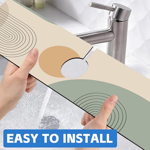 Abstract Minimalistic Geometric Kitchen Sink Splash Guard Mat Absorbent Fast Drying Mat Faucet Draining Mat Sink Splash Guard Behind Faucet Drip Catcher for Kitchen Bathroom 5.5"×24" - size: 24" x 24"