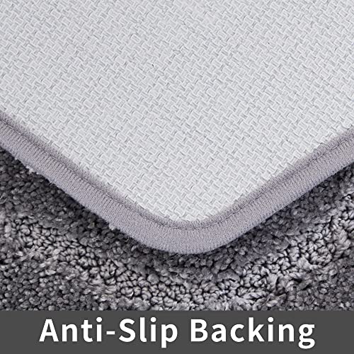 COSY HOMEER Extra Thick Bath Linen Sets Rugs for Bathroom - Anti-Slip Bath Mats Soft Plush100% Strong Polyester Living Room Bedroom Water Absorbent(Grey,20x32 - Inches) - color: Grey, size: 1'8" x 2'8" (Oval)