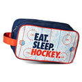 ChalkTalkSPORTS Hockey Toiletry Bag - Eat Sleep Hockey - Ice Rink | Polyester, Center Zipper, Side Handle, 11 x 6 x 5 Inches, Sports Camp Bag, Pencil Case, Dopp Kit, Hockey Gift - color: Eat Sleep Hockey