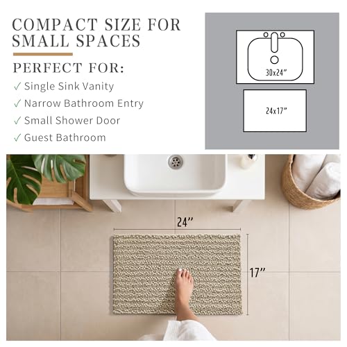 Yimobra Bathroom Rugs Non Slip Washable 24x17 Inch - Ultra Soft Absorbent Chenille Bath Mat, Quick Dry Shaggy Floor Carpet for Tub Shower, Camel Home Decor Accessories - color: Camel, size: 24" X 17"