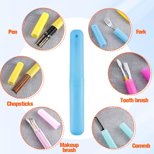 40 Pieces Travel Toothbrush Case Holder, Portable Plastic Breathable Toothbrush, Plastic Container for Travel, School, Home, Camping, Indoor, Outdoor (7 Assorted Colors)