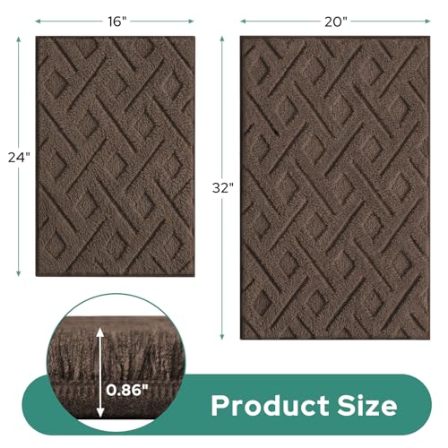 HOMEIDEAS Brown Bathroom Rug Set 2 Piece, Soft Microfiber Tufted Bath Mats, Super Absorbent Non Slip, Machine Washable Bathroom Rugs for Tub, Shower and Floor, 20" x 32" Plus 16" x 24" - color: Brown