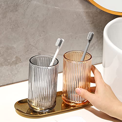 Gaolinci 2 Pcs Glass Tumbler Cup,Toothbrush Holder, Bathroom Cups, 13 oz - color: Gold Edge, size: 13 oz
