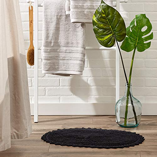 DII Crochet Collection Reversible Bath Mat, Small Oval, 17x24, Black - color: Black, size: 1'5" x 2' (Oval)