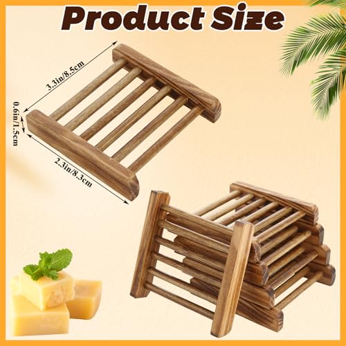 50 Pcs Bamboo Wood Soap Dish Bulk Natural Wooden Soap Holder Savers, Self-Draining Bathroom & Kitchen Soap Trays, Durable Handcrafted Wooden Soap Dishes 3.3 x 3.4 x 0.67 Inch