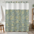 No Hook Farmhouse Floral Shower Curtain with Snap in Liner Set | 71x74 Inch Shower Curtains for Classic Farmhouse Bathroom, Sage Green Botanical Garden Bath Curtain with Mesh Top Window - color: Floral-a