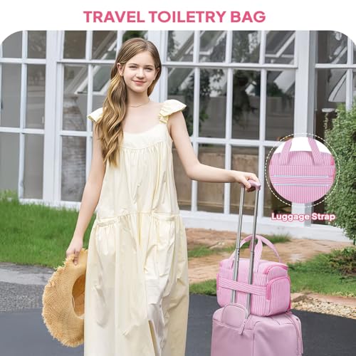 YOOLIFE Birthday Gifts for Girls Daughter Sister Toiletry Bags, Pink (M) | Hanging Travel Toiletry Bags for Women Teen Girl, Toiletries Pouch for Girl, Personalized Gift for Daughter Sister - color: Pink, style: M