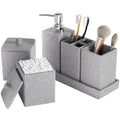 Gray Bathroom Accessories Set Resin 6PCS, Square Toothbrush Holders Set Complete with Soap Dispenser, Vanity Tray, Tumbler, Cups and Cotton Swab Jars for Counter, Sink or Small Spaces - color: Gray
