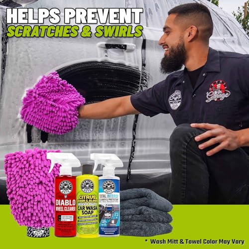 Chemical Guys Car Cleaning Kit - with Car Wash Soap, Wheel Cleaner, Total Interior, Car Wash Mitt - Interior and Exterior Wash Kit with Vehicle Cleaning and Detailing Accessories - 7 Item Kit - style: KIT